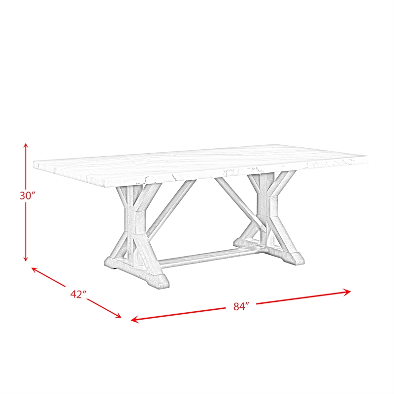Pemberly Row Standard Height Rectangular Dining Table in White Marble