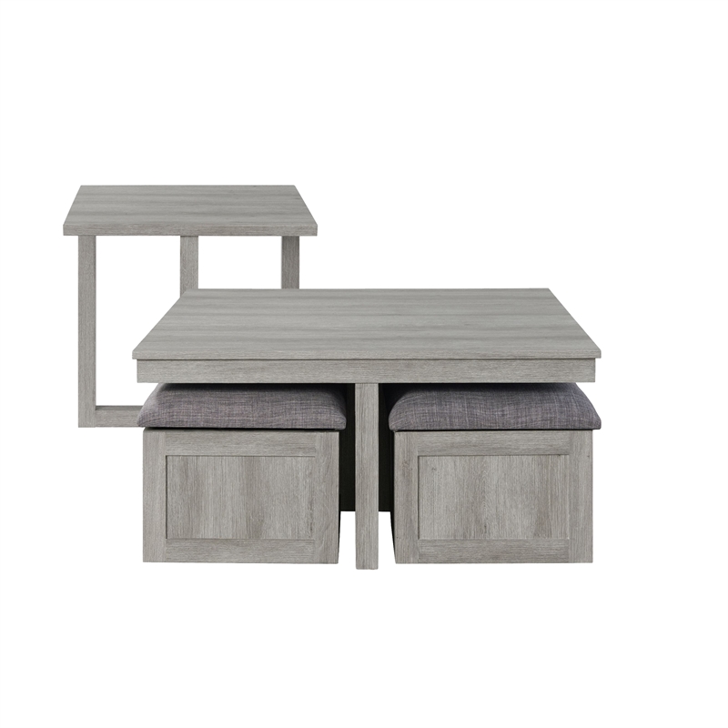 Pemberly Row 2PC Occasional Set of Coffee Table and End Table in Gray