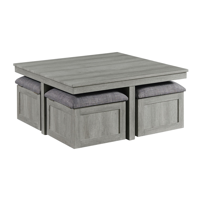 Pemberly Row 2PC Occasional Set of Coffee Table and End Table in Gray