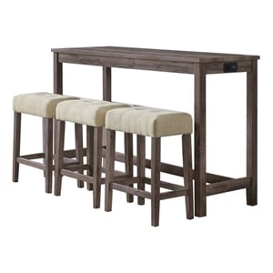Pemberly Row Transitional Multipurpose Bar Table Set in Gray