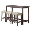 Pemberly Row Transitional Multipurpose Bar Table Set in Gray