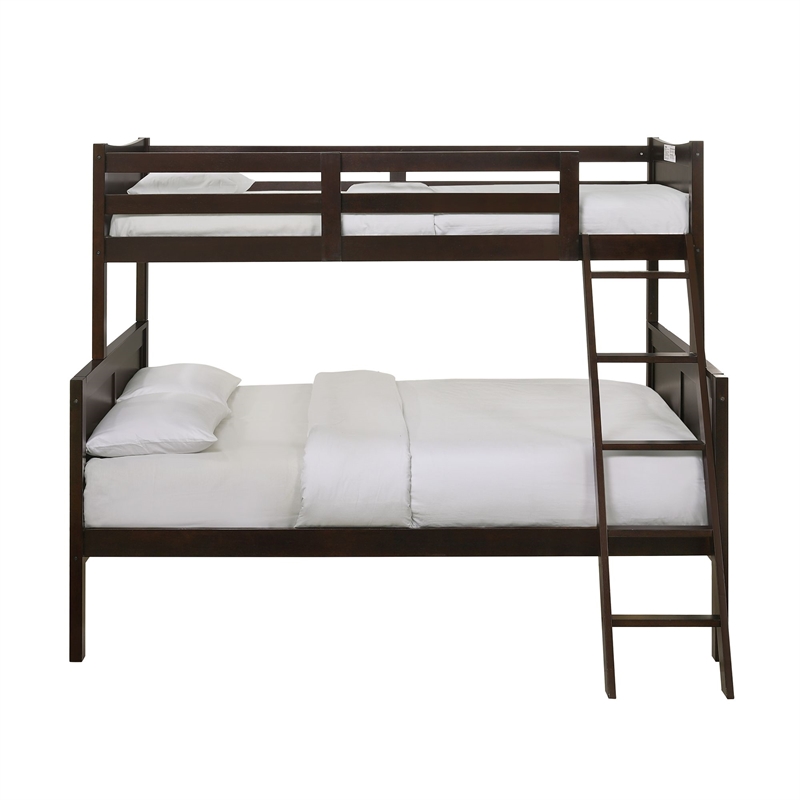 Pemberly Row Transitional Twin Over Full Bunk Bed in Espresso