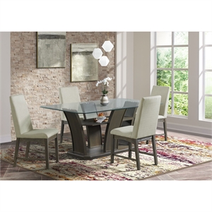 Pemberly Row Transitional Rectangular Dining 5PC Set in Walnut