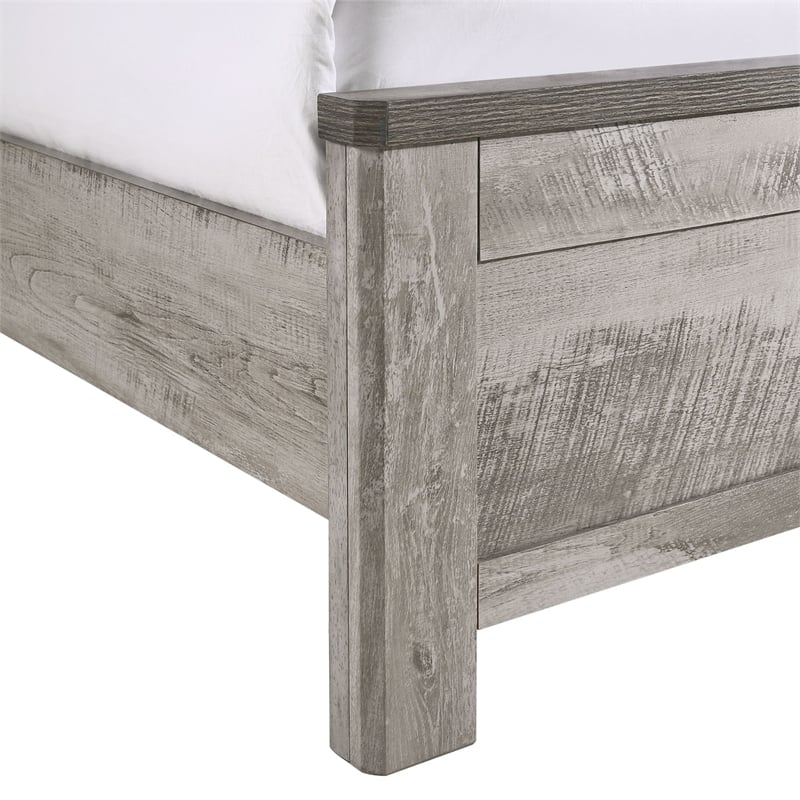 Pemberly Row Transitional Wood Twin Panel Bed in Gray Finish