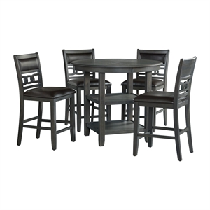 Pemberly Row Transitional Counter Height 5PC Dining Set in Gray