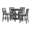 Pemberly Row Transitional Counter Height 5PC Dining Set in Gray