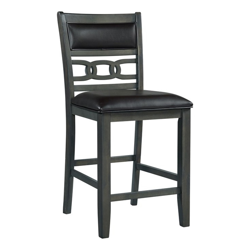 Pemberly Row Transitional Counter Height Faux Leather Side Chair Set