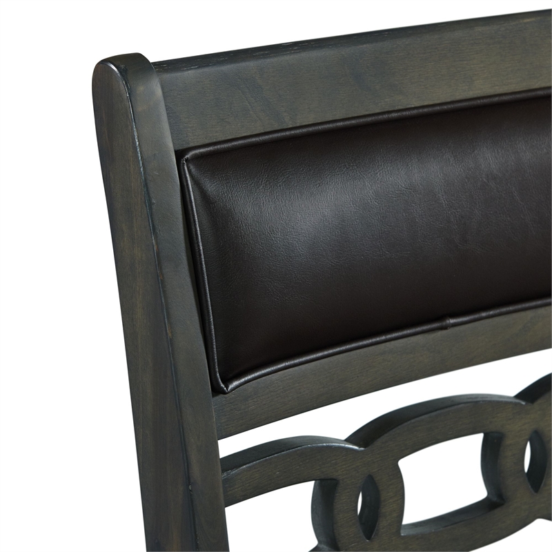 Pemberly Row Transitional Counter Height Faux Leather Side Chair Set