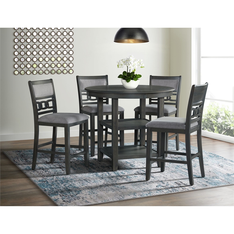 Pemberly Row Transitional Counter Height Dining Table in Gray