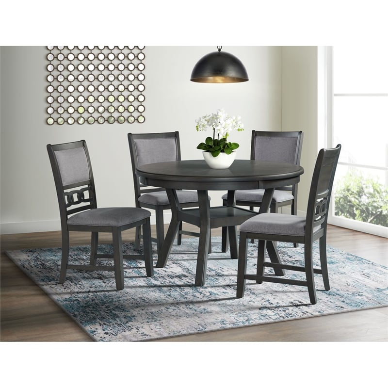 Pemberly Row Transitional Standard Height Side Chair Set in Gray