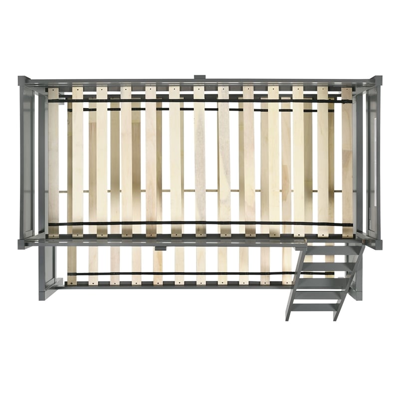 Pemberly Row Transitional Wood Twin Over Full Bunk Bed in Gray