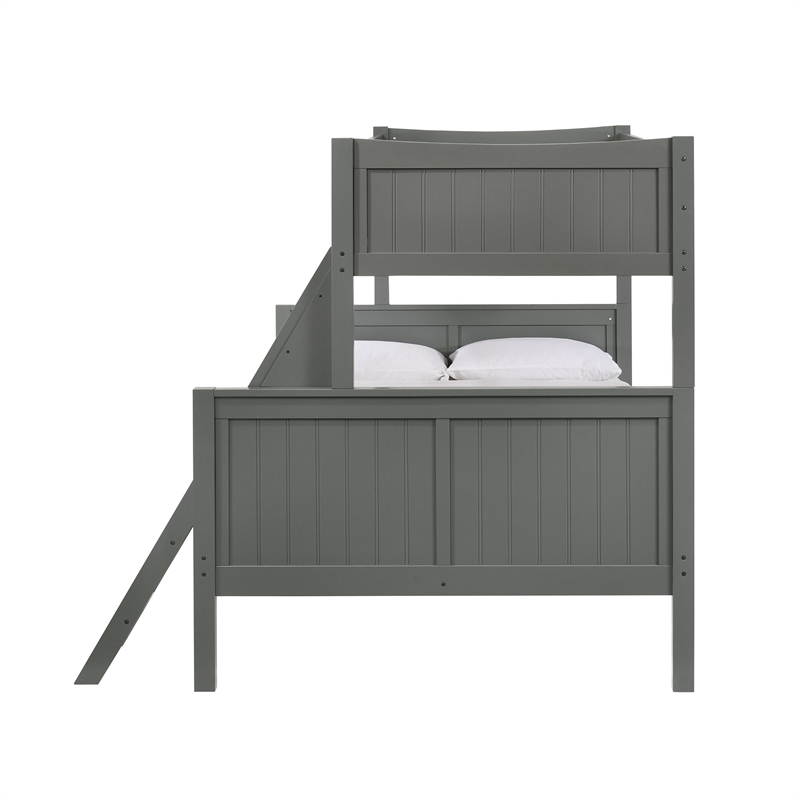 Pemberly Row Transitional Wood Twin Over Full Bunk Bed in Gray