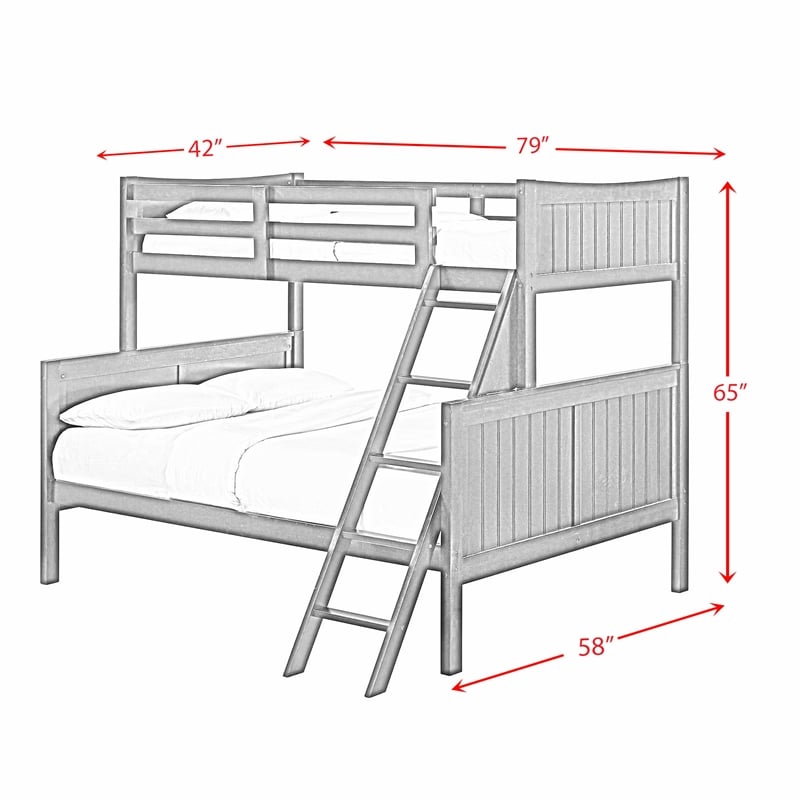 Pemberly Row Transitional Wood Twin Over Full Bunk Bed in Gray