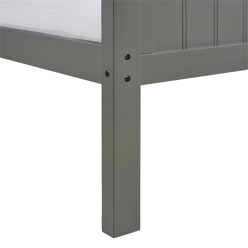 Pemberly Row Transitional Wood Twin Over Full Bunk Bed in Gray