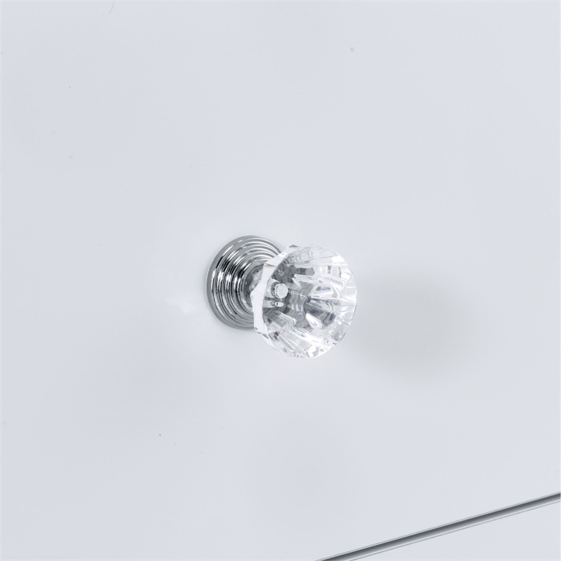 Pemberly Row Transitional 2-Piece Transitional Glass Vanity Set in White