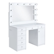 Pemberly Row Transitional 2-Piece Transitional Glass Vanity Set in White