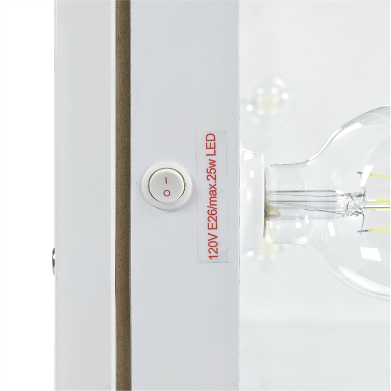 Pemberly Row Transitional Glass Top 2Pc Vanity Set with 4mm Mirror in White