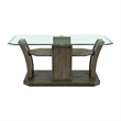 Pemberly Row Transitional Glass Rectangular Coffee Table in Gray