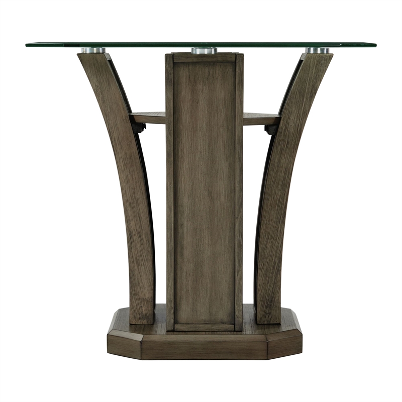 Pemberly Row Transitional Glass Top Square End Table in Gray