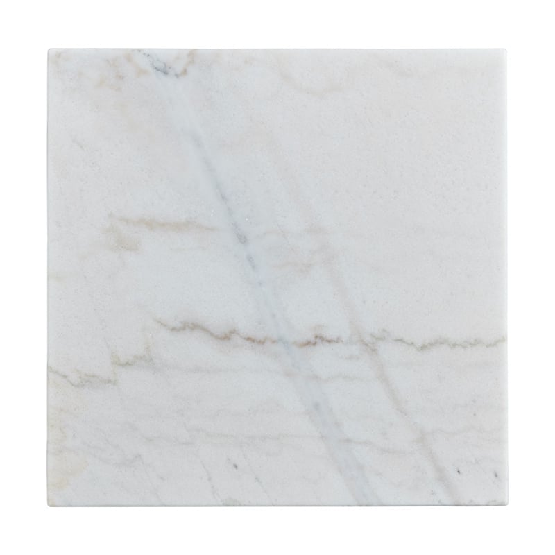Pemberly Row Contemporary Square End Table with White Marble Top