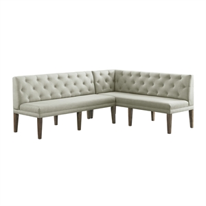 Pemberly Row Polyester Upholstered Dining Sectional in Gray