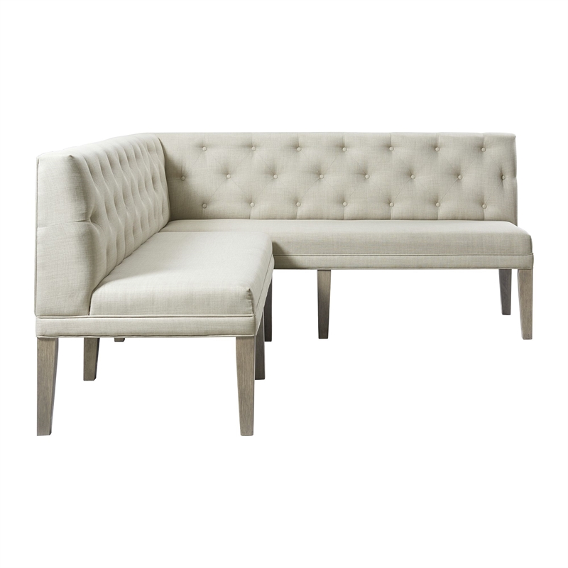 Pemberly Row Polyester Upholstered Dining Sectional in Gray