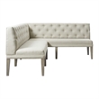 Pemberly Row Polyester Upholstered Dining Sectional in Gray