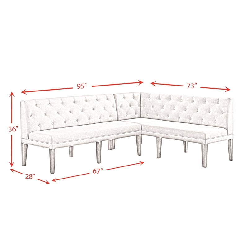Pemberly Row Polyester Upholstered Dining Sectional in Gray