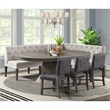 Pemberly Row Polyester Upholstered Dining Sectional in Gray
