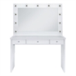 Pemberly Row Modern Glass Top 2PC Vanity Set with 4mm Mirror in White