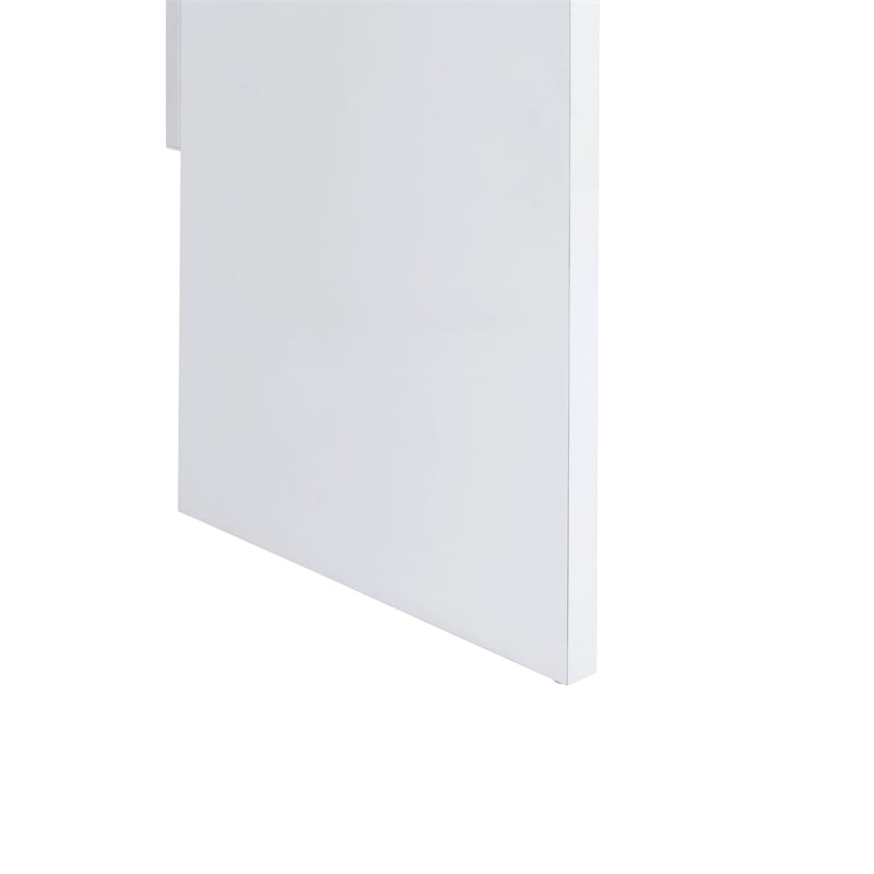 Pemberly Row Modern Glass Top 2PC Vanity Set with 4mm Mirror in White