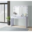 Pemberly Row Modern Glass Top 2PC Vanity Set with 4mm Mirror in White