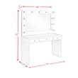 Pemberly Row Modern Glass Top 2PC Vanity Set with 4mm Mirror in White