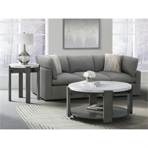 Pemberly Row 2PC Occasional Set in Gray with White Natural Marble Top