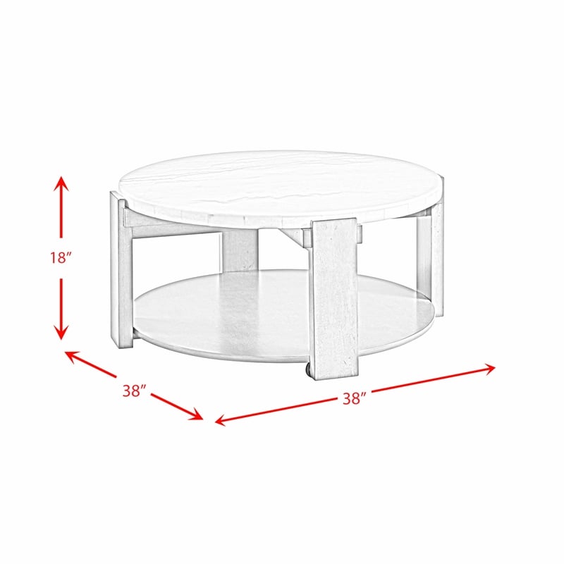 Pemberly Row Contemporary Coffee Table in Gray with White Natural Marble Top