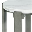 Pemberly Row Contemporary Round End Table in Gray with White Natural Marble Top