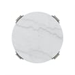 Pemberly Row Contemporary Round End Table in Gray with White Natural Marble Top