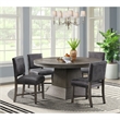 Pemberly Row Transitional Round to Oval Silhouette Dining Table in Gray