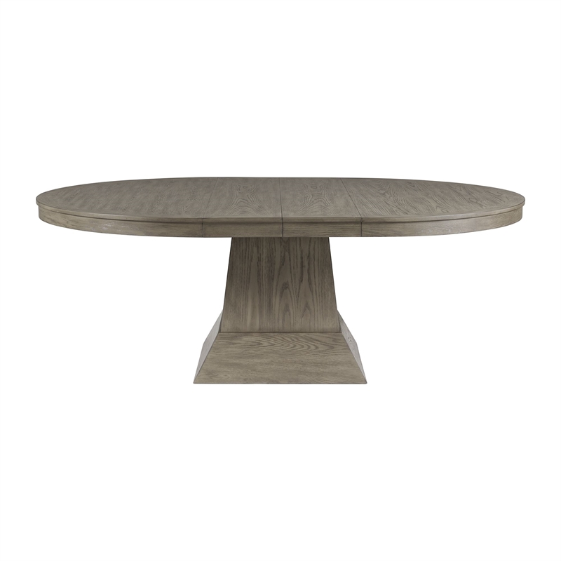 Pemberly Row Transitional Round to Oval Silhouette Dining Table in Gray