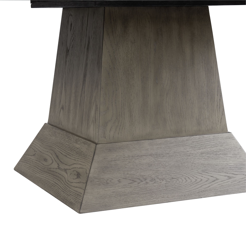 Pemberly Row Transitional Round to Oval Silhouette Dining Table in Gray