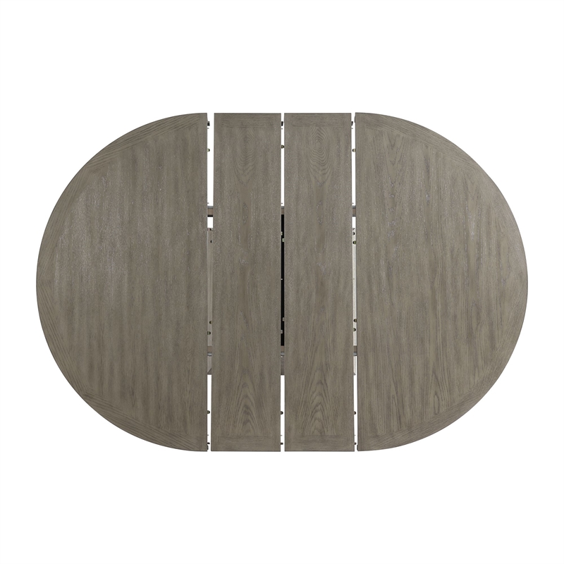 Pemberly Row Transitional Round to Oval Silhouette Dining Table in Gray
