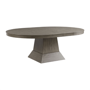Pemberly Row Transitional Round to Oval Silhouette Dining Table in Gray