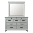 Pemberly Row Transitional 9-Drawer Dresser with Mirror in Gray