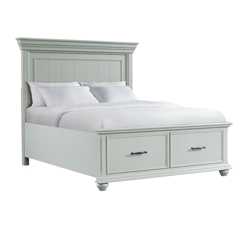 Pemberly Row Transitional Queen Platform Storage Bed in Gray