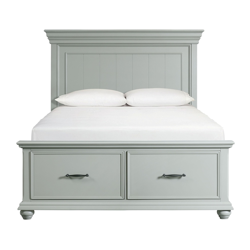 Pemberly Row Transitional Queen Platform Storage Bed in Gray