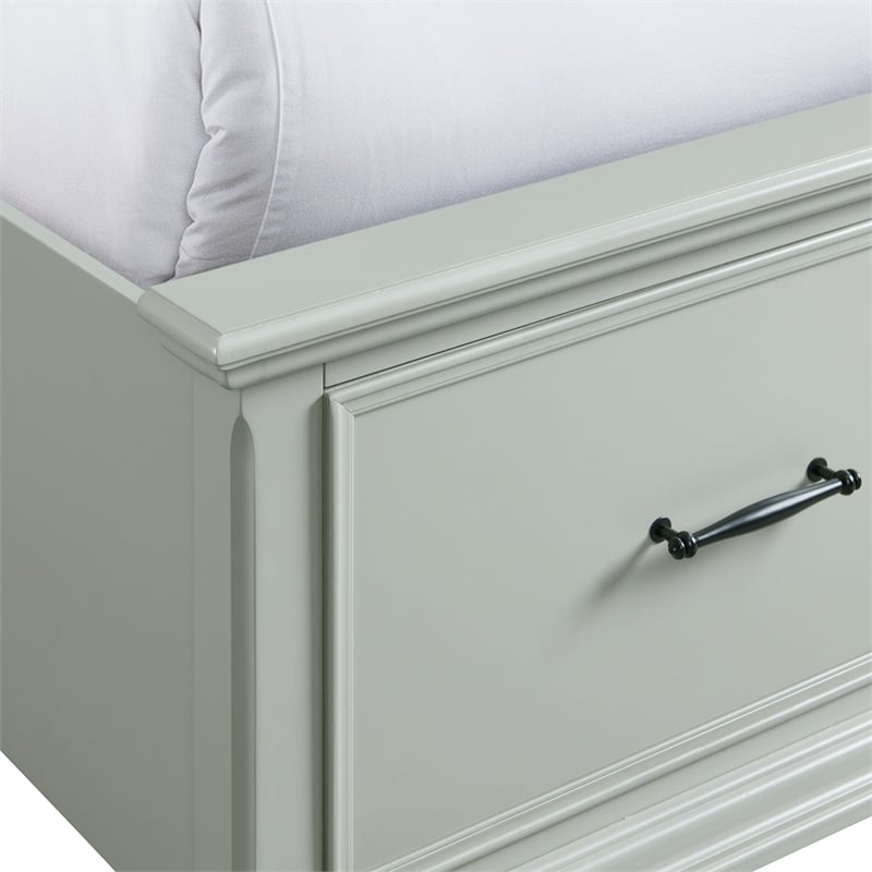 Pemberly Row Transitional King Platform Storage 4PC Bedroom Set in Gray