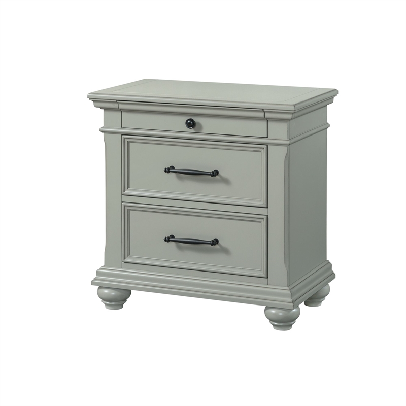 Pemberly Row Transitional King Platform Storage 4PC Bedroom Set in Gray