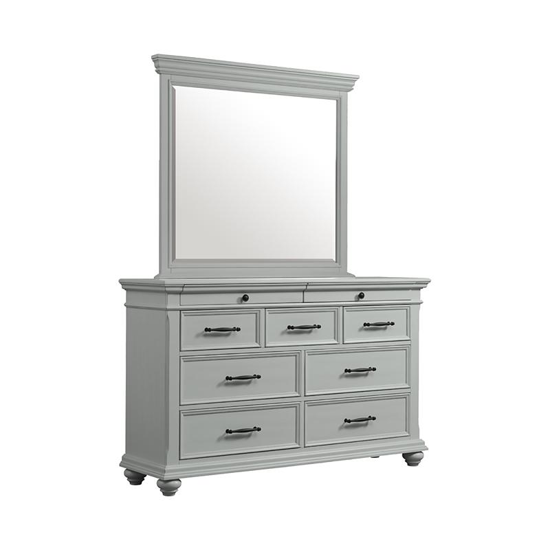 Pemberly Row Transitional King Platform Storage 4PC Bedroom Set in Gray