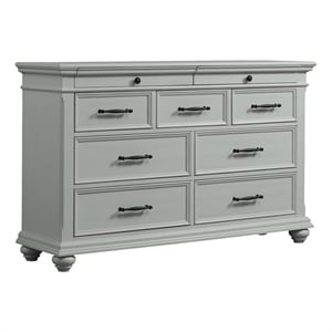 Pemberly Row Transitional 9 Spacious Drawers Dresser in Gray