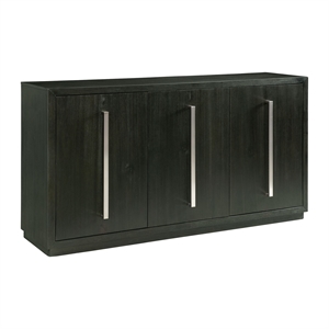 Pemberly Row Farmhouse Server with Three Cabinet Drawers in Gray